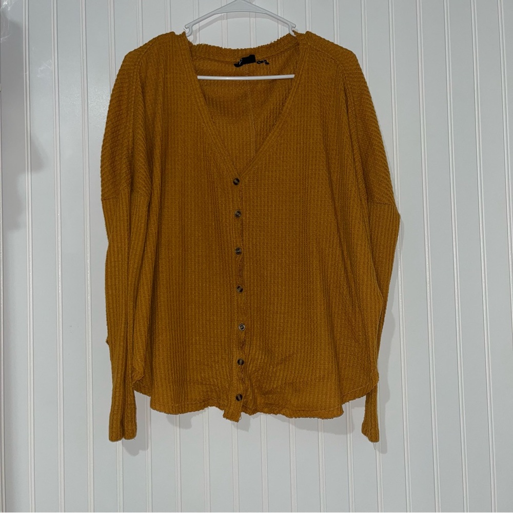 URBAN OUTFITTERS WAFFlE KNIT SWEATER YELLOW SIZE MEDIUM